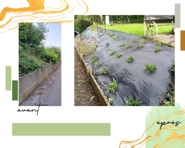 Nettoyage de talus et pose de bache sur la commune d'Harly, Saint-Quentin, Pl'aisne Environnement